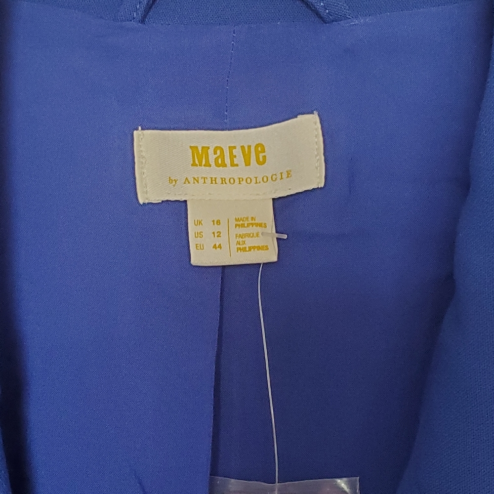 Anthropologie Maeve Double-Breasted Royal Blue Blazer Jacket Size 12 NWT - Picture 9 of 11